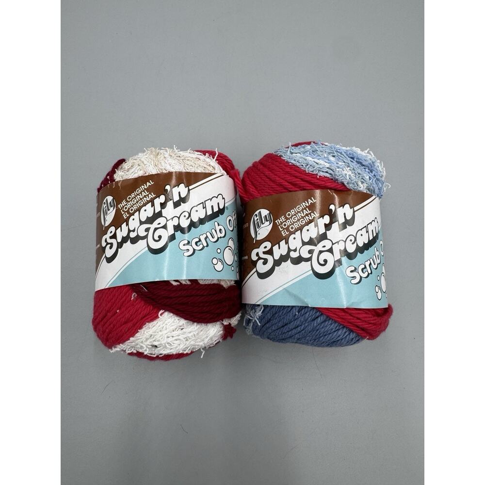 Lily Sugar'n Cream Yarn - Scrub Off Holiday Cheer & Candy Cane Set Of 2